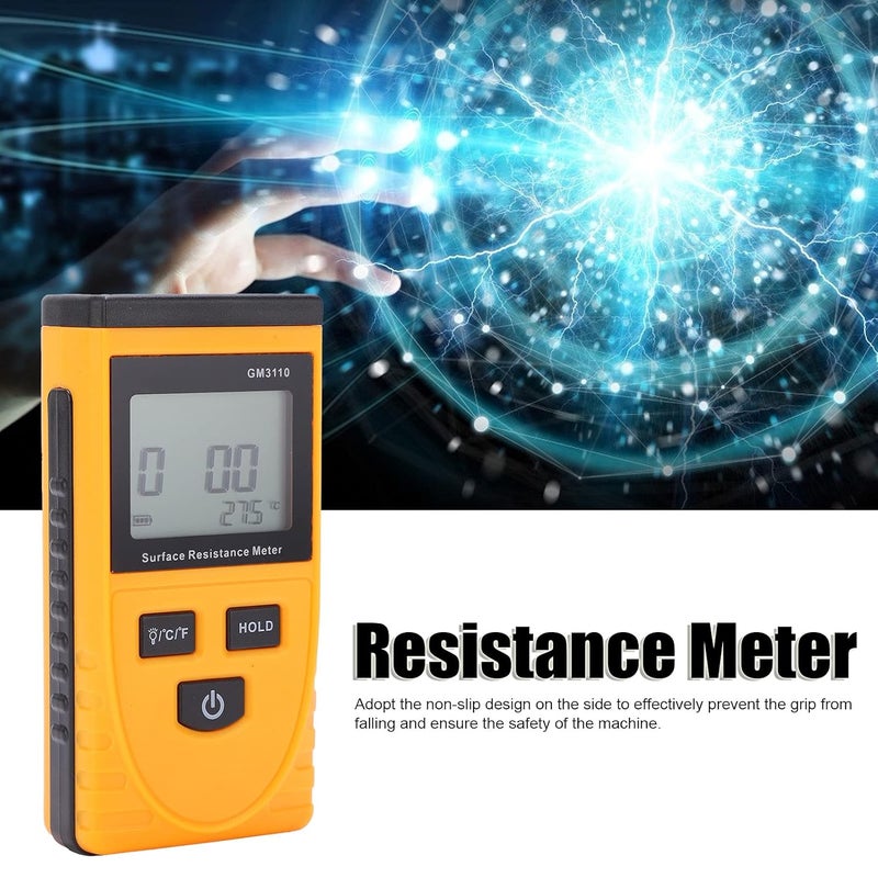 plplaaoo Surface Resistance Meter GM3110 – Handheld Resistance Tester with High-Definition LCD Backlight, Digital Anti-Static Surface Resistance Analyzer for ESD, Electronics Lab, Industrial Safety - Image 4